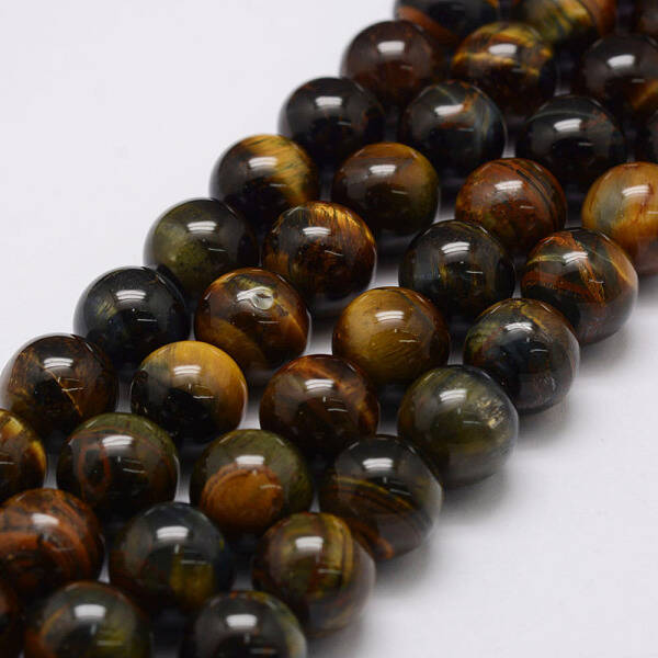 Natural Yellow Blue Tiger Eye Bead Strands