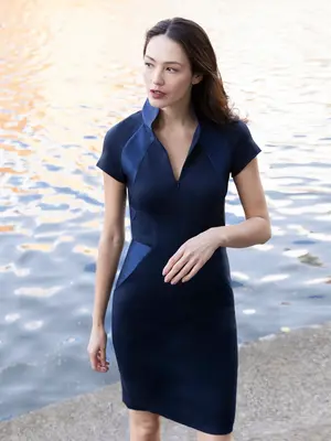 CORNICE | Panelled Stretch Dress | Color: Peacoat | Size: M