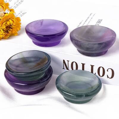 Natural Fluorite Tea Bowls Display Decorations