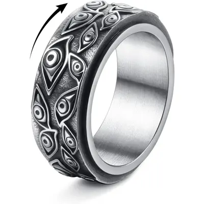 FLORIDECO Stainless Steel Spinner Rings Fidget Band Rings Moon Star Rings for Women Men Unique Design Calming Effect Elegant ...