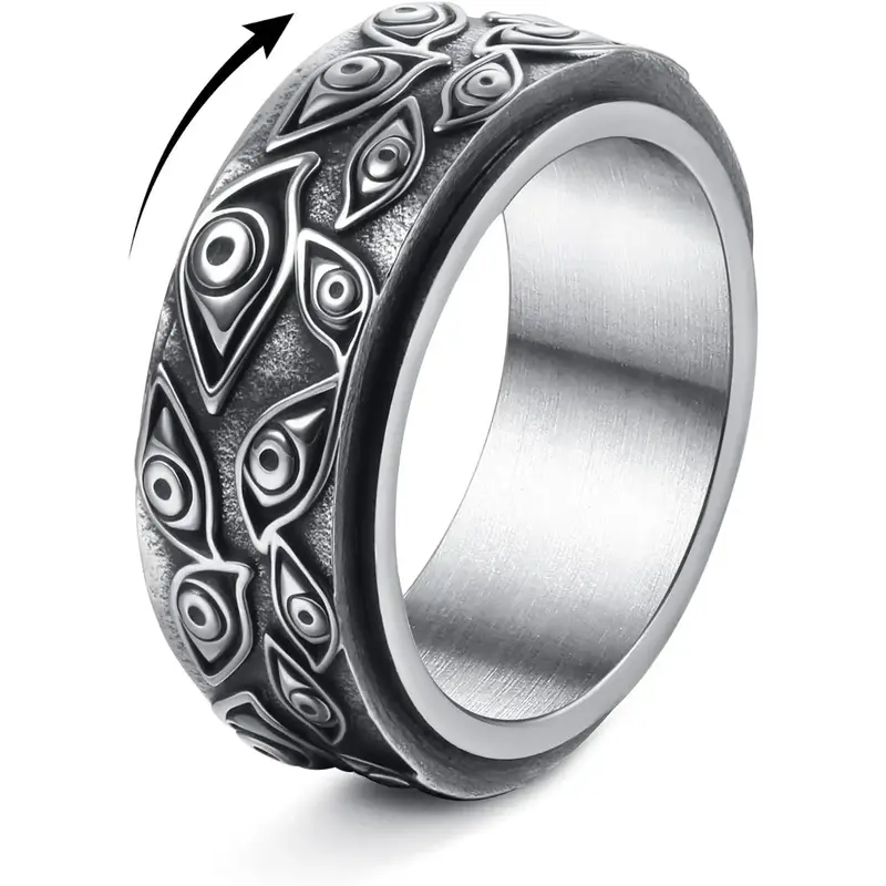 FLORIDECO Stainless Steel Spinner Rings Fidget Band Rings Moon Star Rings for Women Men Unique Design Calming Effect Elegant ...