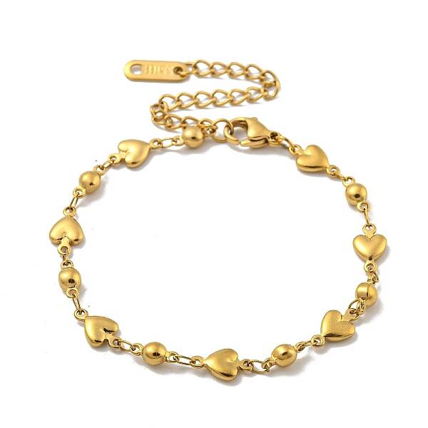 Heart & Round 304 Stainless Steel Link Chains Bracelets for Women