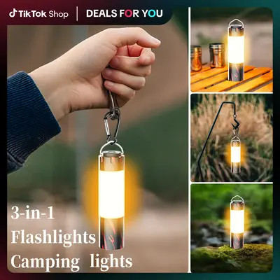 3-in-1 Flashlights Camping lights, Super Bright High Lumens Rechargeable Mini Lanterns, Portable Outdoor LED Zoomable Torches...