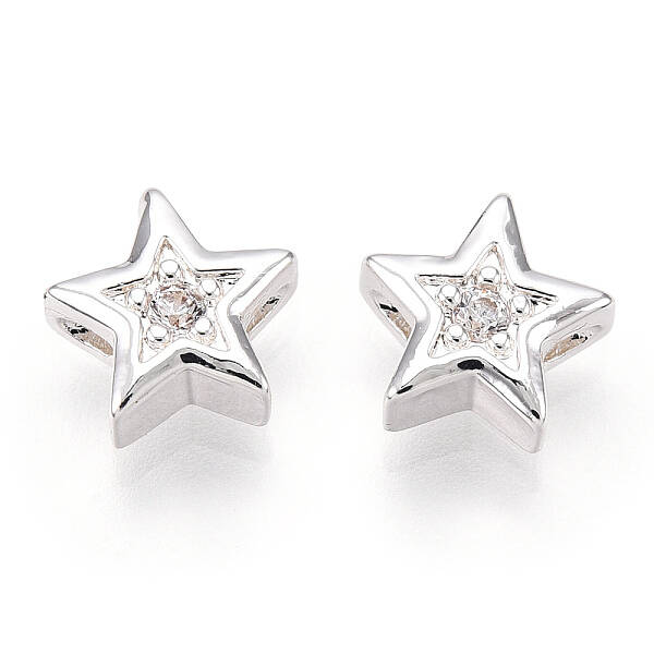Brass Micro Pave Cubic Zirconia Beads