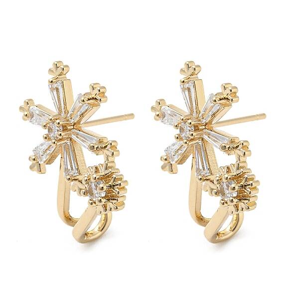 Brass with Clear Cubic Zirconia Stud Earrings