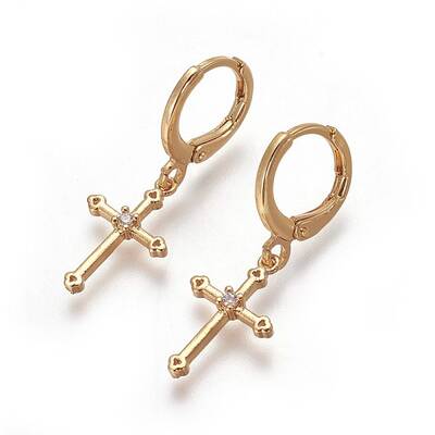 Brass Dangle Hoop Earrings