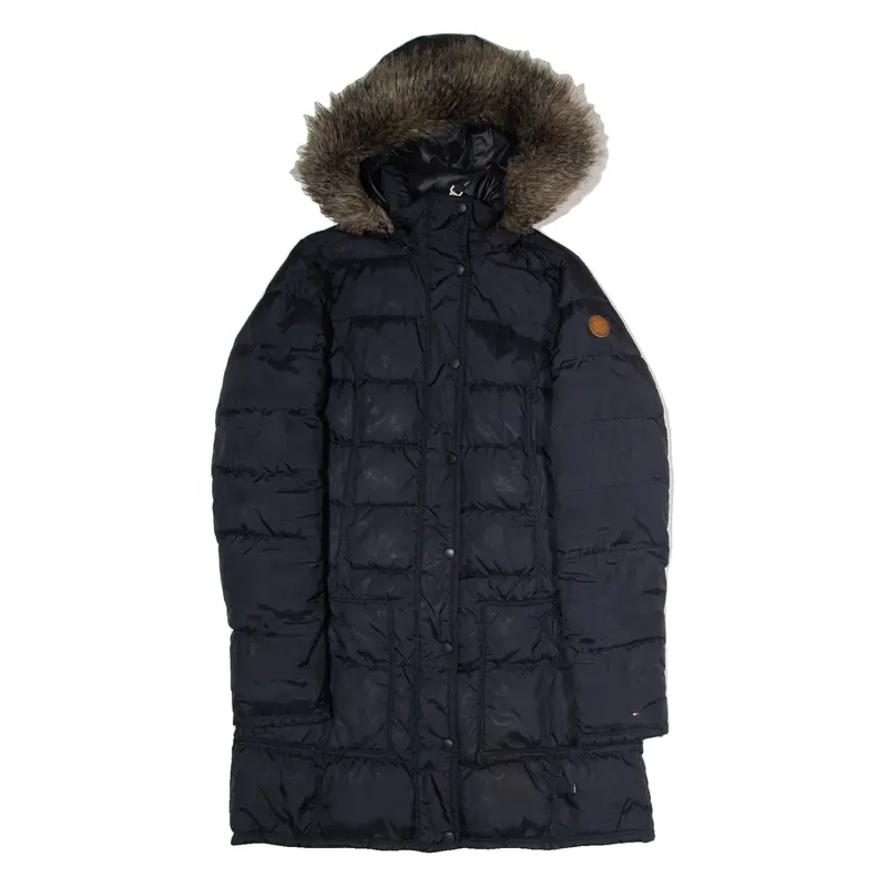 TOMMY HILFIGER Womens Puffer Coat Black Hooded S