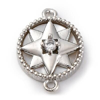 Brass Clear Cubic Zirconia Connector Charms