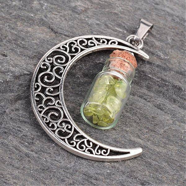 Column Glass Bottle with Peridot inside Pendants
