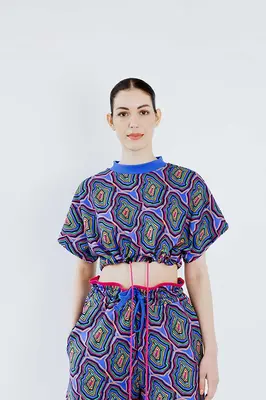 Upcycled - Playsuit - Crop Top in Concentric | Size: M/L