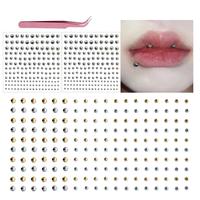 Facial Gemstone Set - Lip Studs, Fake Nose & Eyebrow Studs, Silver Stickers for Glam Makeup  Adhesive Unique Rhinestones Glam...