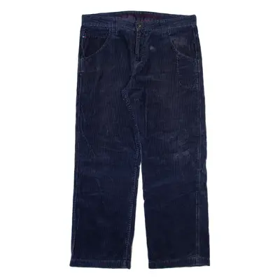TOMMY HILFIGER Mens Corduroy Trousers Blue Regular Straight W36 L32