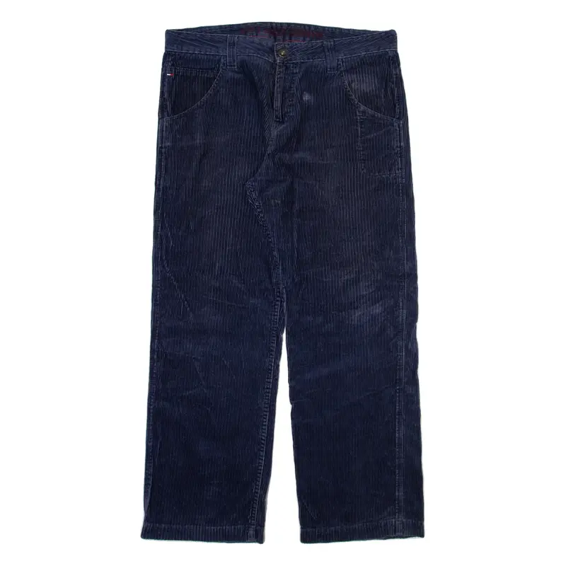 TOMMY HILFIGER Mens Corduroy Trousers Blue Regular Straight W36 L32