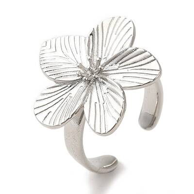 Flower Rack Plating Brass Cuff Rings for Women