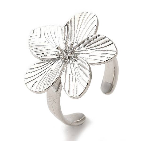 Flower Rack Plating Brass Cuff Rings for Women