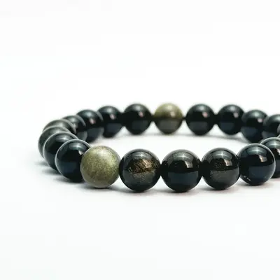[Direct Buy] 1 Count golden obsidian bracelet