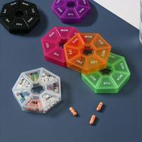 7-compartment Pill Box, 1 Count Random Color Mini Portable Vitamin Pill Container, Plastic One-week Healthcare Pill Box for T...