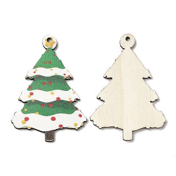 Single Face Christmas Printed Wood Big Pendants