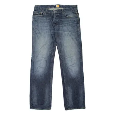 BOSS ORANGE Mens Jeans Blue Regular Straight Stone Wash W35 L34