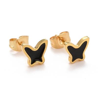 304 Stainless Steel Enamel Stud Earrings