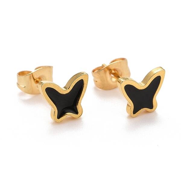 304 Stainless Steel Enamel Stud Earrings