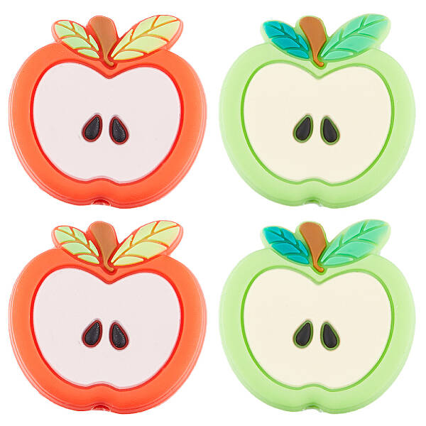 10Pcs 2 Colors Apple Food Grade Eco-Friendly Silicone Focal Beads