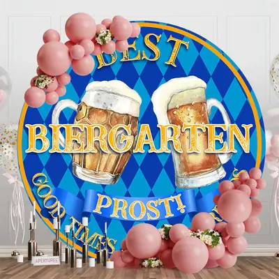 Round Rhombus Blue Best Prost Biergarten Backdrop