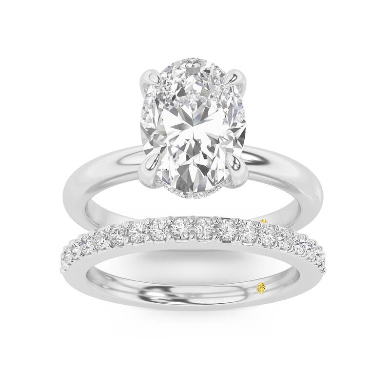 Fez Lab Grown Oval Shaped Diamond Engagement Ring with the Orion Wedding Band | 10K White Gold 3 1/3 ct. tw.