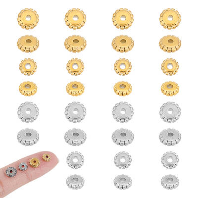 32Pcs 4 Style 304 Stainless Steel Disc Beads