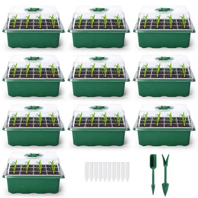 Seed Enlightenment Kit, Garden Nursery Pot, 12 Hole Seed Starting Tray with Drain Hole & Dome, Gardening Supplies, Summer Fat...