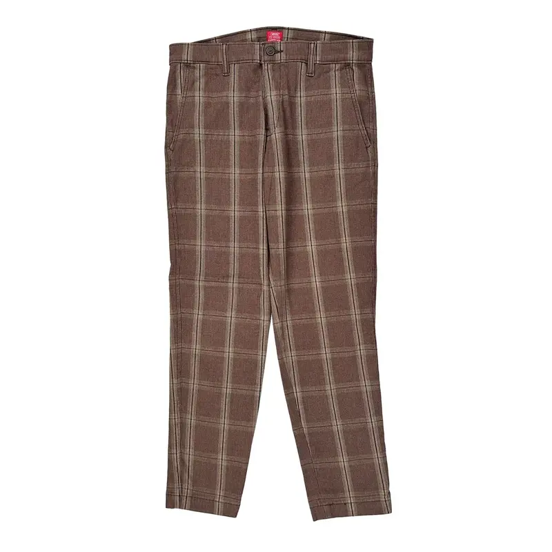Standard Taper Levis Checked Chinos - 32W UK 12 Brown Cotton Blend