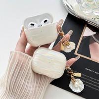 Faux Shell Texturizer Earphone Case with Keychain, 1 Count Elegant Shell Design Protective Cover for AirPods Pro 1/2/3/4, Fa...