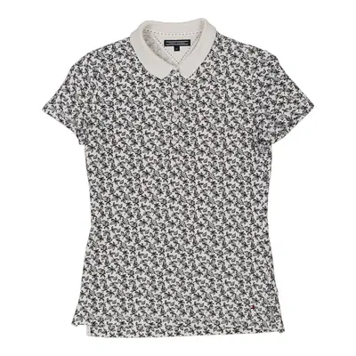Tommy Hilfiger Floral Polo Shirt - XS Black & White Cotton