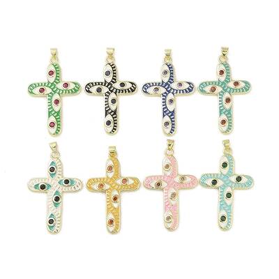 Real 18K Gold Plated Brass Enamel Pendants