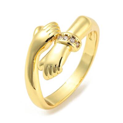 Brass Micro Pave Cubic Zirconia Open Cuff Ring