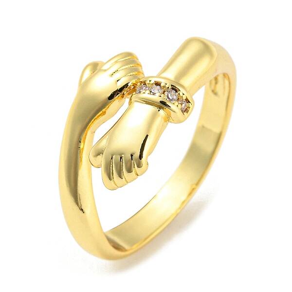 Brass Micro Pave Cubic Zirconia Open Cuff Ring