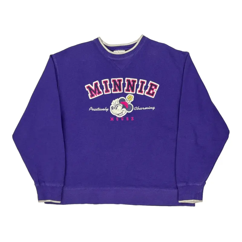 Minnie Mouse Disney Graphic Sweatshirt - Medium Purple Cotton Blend