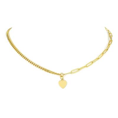Brass Pendant Necklaces with Curb & Paperclip Chains