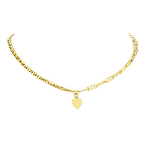 Brass Pendant Necklaces with Curb & Paperclip Chains