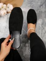 Women's Solid Color Round Toe Slip on Flats, Casual Comfortable Black Flat Shoes for Daily Wear, Classic Lightweight Breathab...