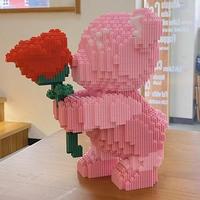 Rose Bear Building Blocks Toy, 6241pcs Cute Bear with Rose Building Blocks, Romantic Assembly Toy for Couples and Parents, ...