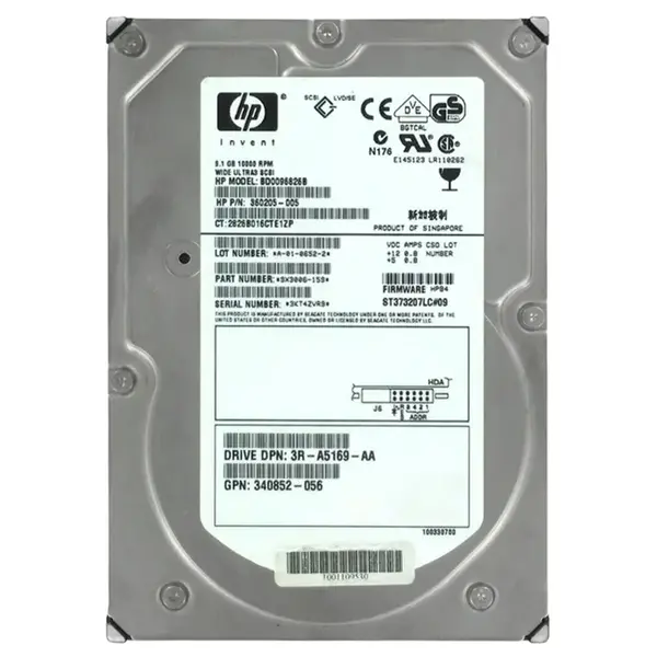 3R-A5169-AA Compaq 9GB Ultra-160 SCSI 10000 3.5-inch 4MB Hard Drive