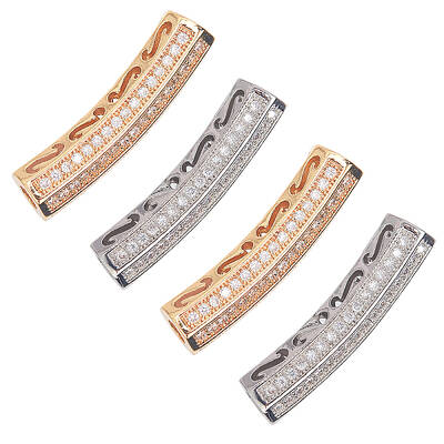 UNICRAFTALE 4pcs 27mm 2 Colors Tube Beads with Cubic Zirconia Brass Tube Beads Crystal Loose Beads long Metal Beads for Jewel...
