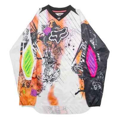 FOX Motocross Mens Band Jersey White Long Sleeve V-Neck XL