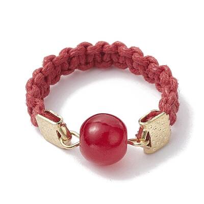 Glass Round Ball Braided Bead Style Finger Ring