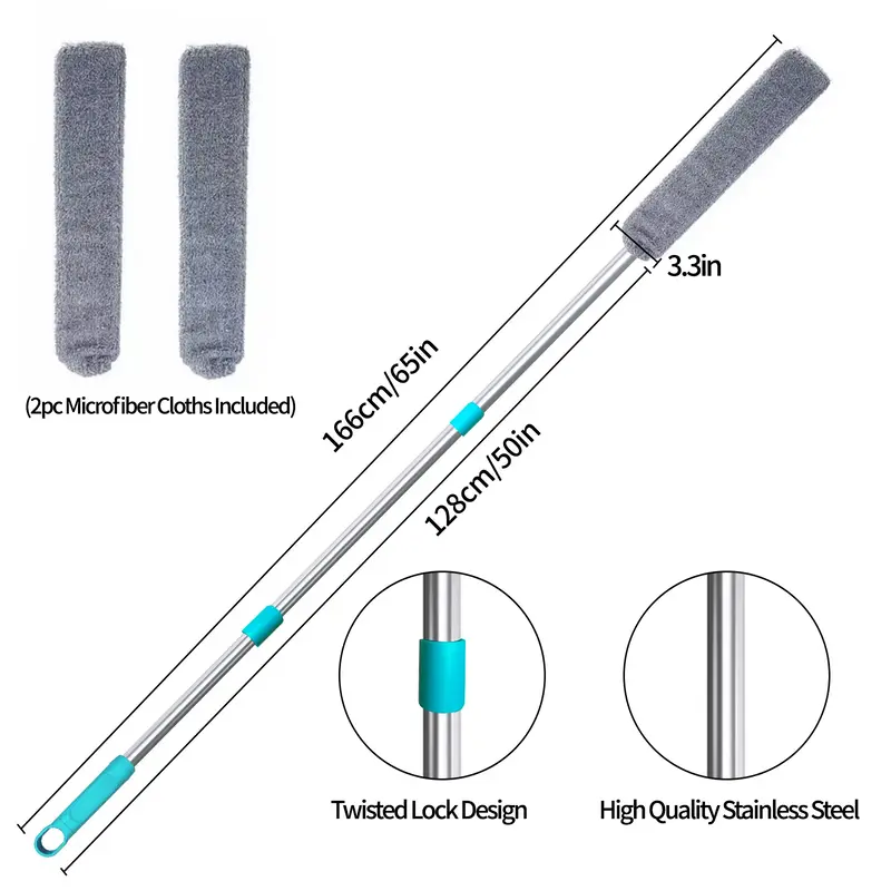 Retractable Gap Dust Cleaner Cleaning Tools with 2 Microfiber Dusting Cloths Long Handle 65inches Washable and Retractable Du...