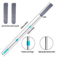Retractable Gap Dust Cleaner Cleaning Tools with 2 Microfiber Dusting Cloths Long Handle 65inches Washable and Retractable Du...