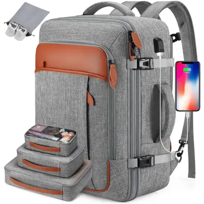 UKEIN&Miusse 42L Laptop Backpack XL, Carry-on Approved Bag for Men & Women, Waterproof Luggage with Packing Cubes, Shoe Pocke...