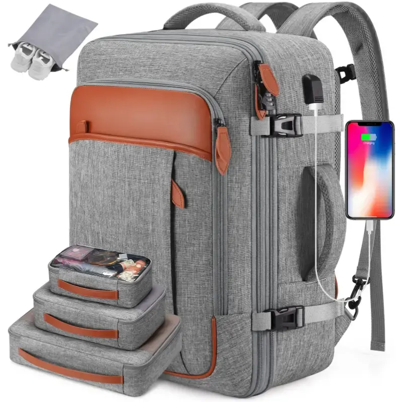 UKEIN&Miusse 42L Laptop Backpack XL, Carry-on Approved Bag for Men & Women, Waterproof Luggage with Packing Cubes, Shoe Pocke...