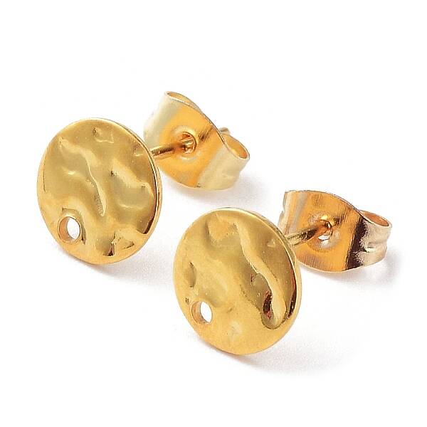201 Stainless Steel Flat Round Stud Earring Findings